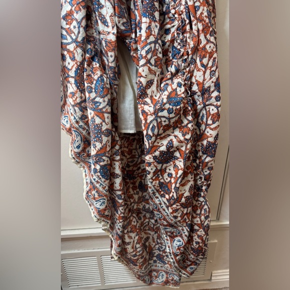 Love the Label Floral Paisley Smocked Tiered Ruffle Orange Blue Maxi Dress M - Picture 11 of 16